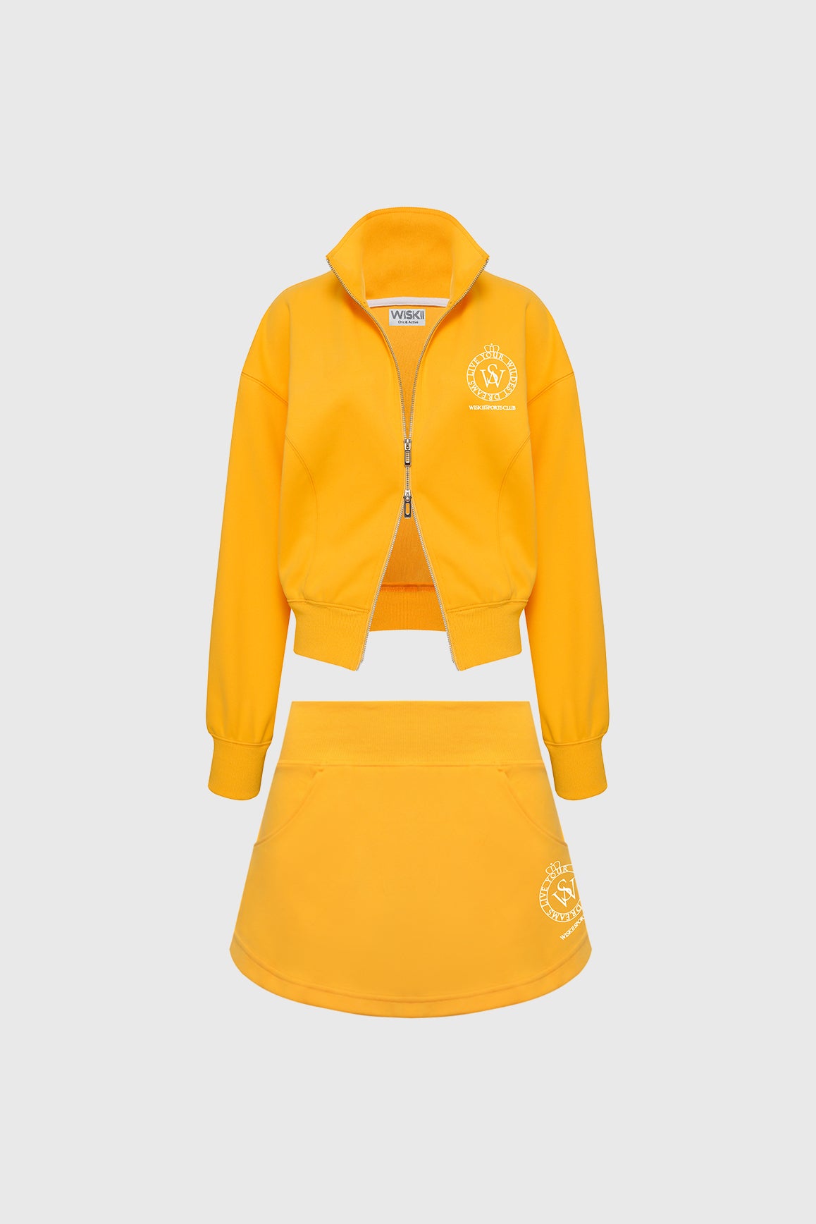 WISKII Two-Way Zipper Jacket + Stylish Ease Mini Sweat Skirt