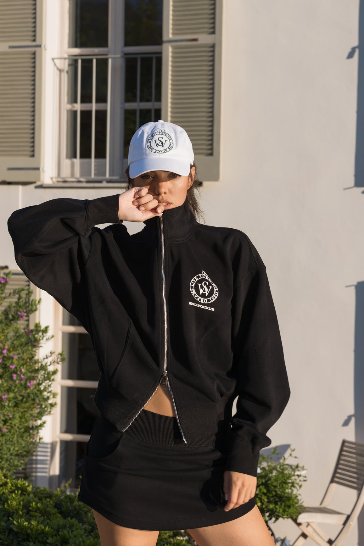 WISKII Two-Way Zipper Jacket + Stylish Ease Mini Sweat Skirt