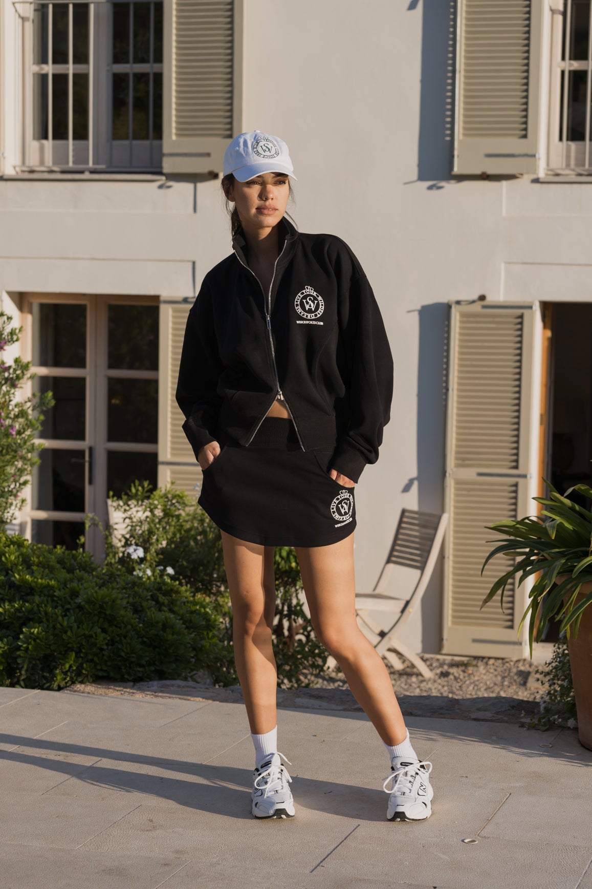 WISKII Two-Way Zipper Jacket + Stylish Ease Mini Sweat Skirt