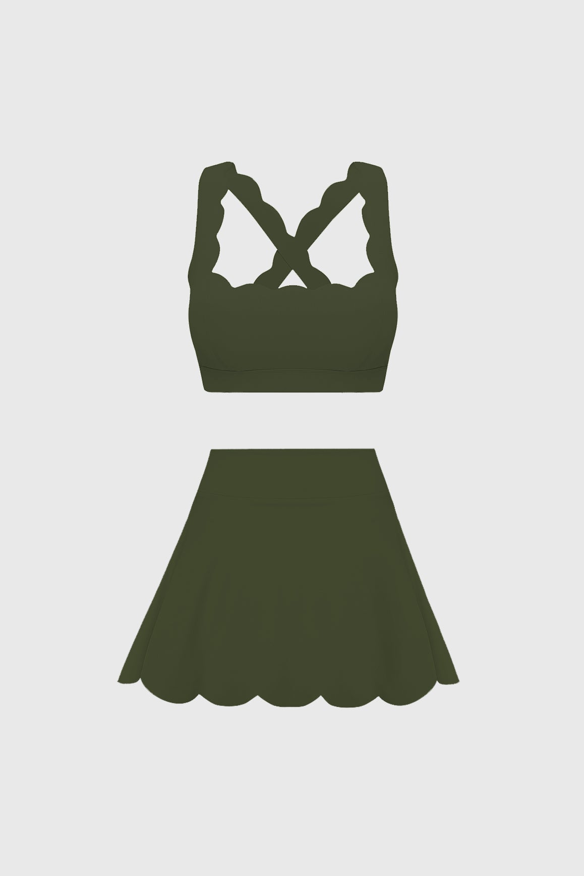 Cross Back Sports Bra + High-Waist A-line Tennis Skirt