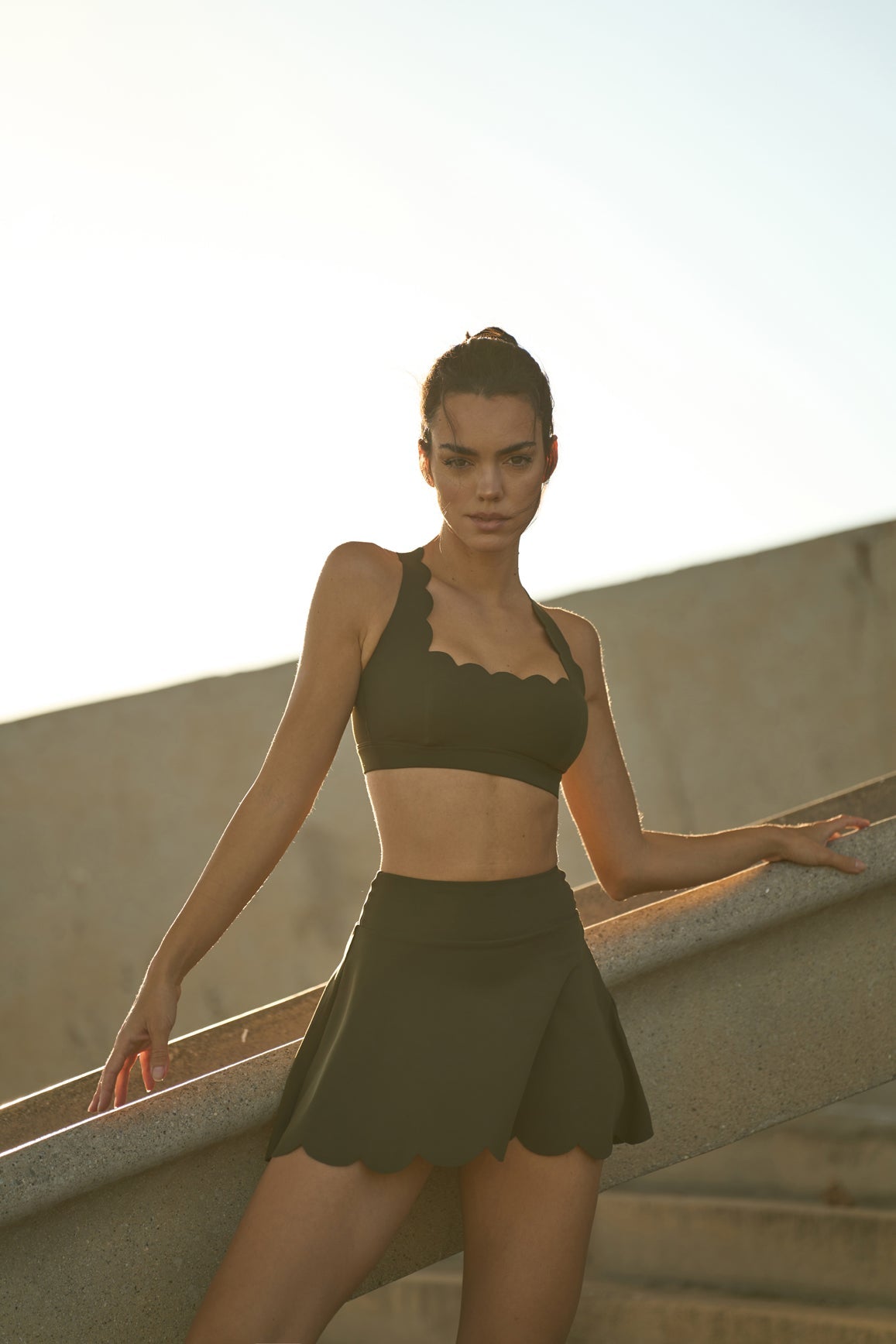 Cross Back Sports Bra + High-Waist A-line Tennis Skirt